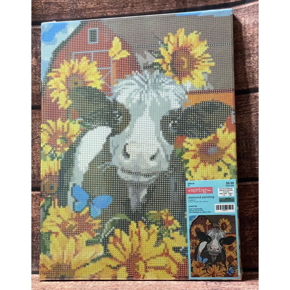Cow and Sunflowers Diamond Painting Kit Hobby Lobby New